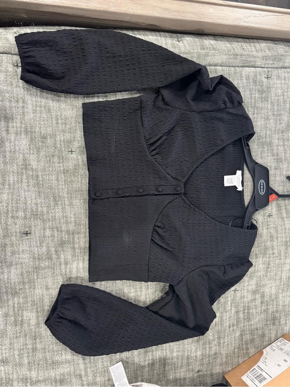 Women's Black Puff Sleeve Crop Jacket